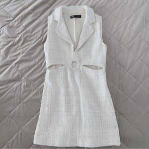 Zara White Tween Dress with Cutouts